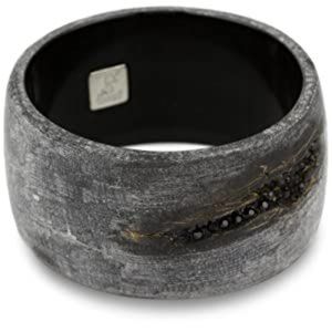 Natural horn bangle bracelet with jet Swarovski crystals